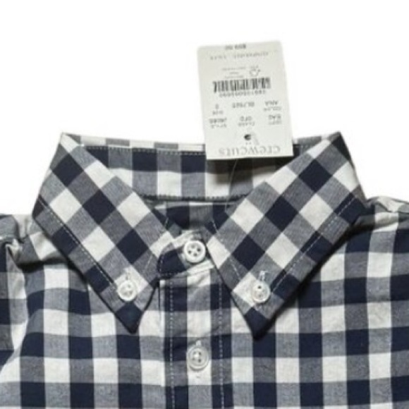 Crewcuts x J. Crew Kids' Navy Long-Sleeve Flex Checkered Washed Shirt Gingham - Picture 6 of 8